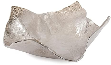 Howard Elliott Collection Champagne Silver Decorative Bowl for Centerpiece, Aluminium Bowl with Hammered Pattern, Table Decor for Home, Coffee Table, Entryway and Living Room, 15.5 x 6 Inch, Large