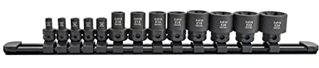 Astro Tools 78313 13pc 1/4 & 3/8 Drive External Torx Nano Impact Socket Set, Black