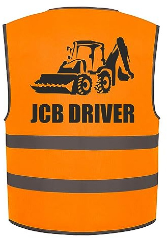Brook Hi Vis JCB Digger Driver Kids Hi Vis Vest Children's High Visibility Reflective Safety Waistcoat Construction Builder, Add child's name to the front, Personalised