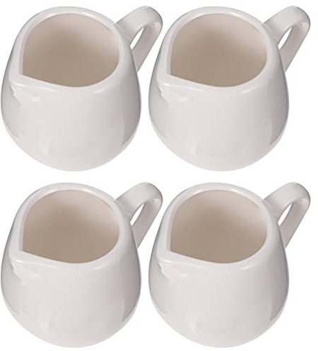 Angoily 4 Unidades de Cerámica Crema Porcelana Café Leche Jarra Jarra Jarra Jarra con Mango para El Hogar Y La Cocina 50Ml