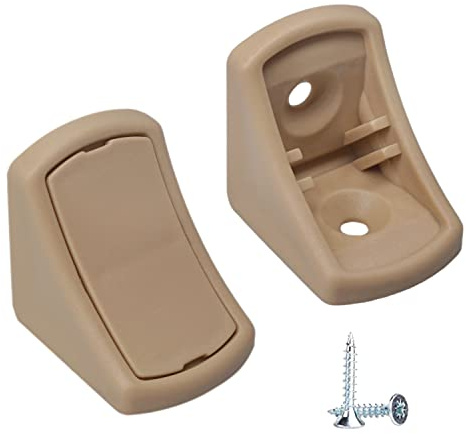 Confezione da 20 supporti per ripiano, color beige, 24 x 24 mm, giunti per ripiani angolari in plastica a 90°, ad angolo retto, viti incluse nella consegna (20, beige)