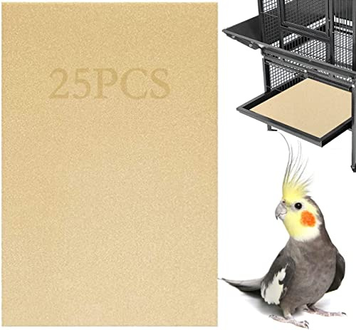 Firdnyohs 25PCS Gravel Paper for Bird Cage,11 x17 Bird cage Liner Gravel Paper Special for Bird Cage in sea Sand-Great for Hard-Billed Birds Safe& Clean & Easy for Improved Digestion…