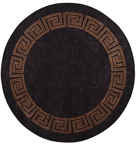 vidaXL Teppich Waschbar Schwarz und Golden ?120 cm rutschfest