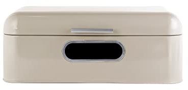 Echtwerk stilvoller Brotkasten, Retro-Brotbox aus Metall mit Sichtfenster, Platzsparende Aufbewahrungsbox, Brotkorb mit Deckel, Aufbewahrung für noch länger frisches Brot, Creme, 42 x 23 x 16,5 cm