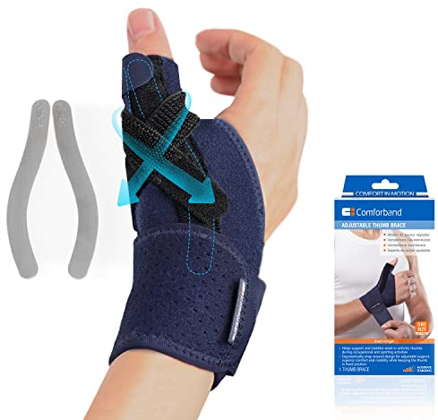 Comforband Adjustable Thumb Brace with Strap – CMC MCP Joint Thumb Spica Splint for Pain Relief, Arthritis, Tendonitis, De Quervains Tendosynovitis, Sprains, Skier's Thumb, Trigger Thumb Immobilizer –