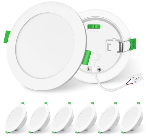 ALUSSO LIGHTING Einbaustrahler LED Spots 230V Dimmbar 10W 1050lm Einbauleuchten Hohe Helligkeit, Warmweiß Neutralweiß Kaltweiß Deckenspots Ultra Flach Deckenleuchte IP44 für Badezimmer Küche, 6er Set
