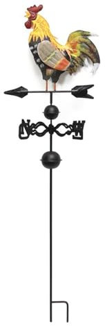 STGBCST Veleta colorida de gallo de metal con indicador de viento, forma de gallo, 120 x 30 cm