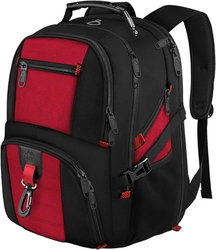 MATEIN Travel Laptop Backpack Large, 17.3 Inch Backpack 50L School Bag Water Resistant, Work Computer Rucksack for Men Anti Theft TSA, Laptop Bags for School Business-Red