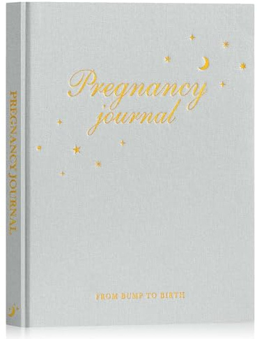 Lanpn Mon Journal de Grossesse, Livre Grossesse pour Future Maman, Carnet Grossesse 156 pages, Souvenirs Bébé Naissance, Cadeau Femme Enceinte Pregnancy Future Parents, Gris, Anglais