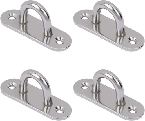Jesustree Crochet de Plafond Acier Inoxydable 4 Pièces Support Mural Plaques à Oeil Oblongues pour Chaise Accrochante Hamac Balançoires de Yoga Sac de Boxe Pots Fleurs, Argent