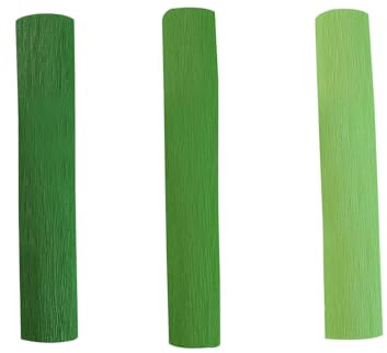 Crepe Paper Roll, 3 Rolls Florist Crepe Paper for Crafts Flowers Wrapping, 25x250cm, Green Tone