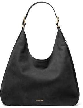 Michael Kors Nolita Large Hobo Shoulder, Gold-Tone Hardware/Nubuck Leather/Black