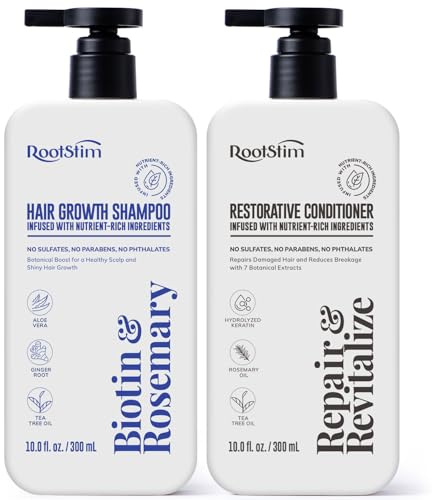 Hair Growth Shampoo and Conditioner Set - Rosemary & Biotin Shampoo and Conditioner for Hair Thickening - Botanical Boost for a Healthy Scalp, Hair Growth and Strengthen
