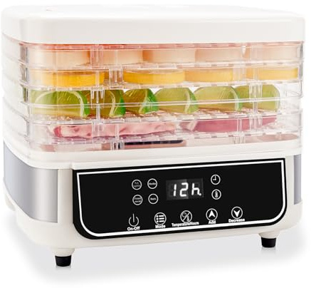 Obecilc 5-Layer Food Dehydrator, Visual Food Dryer Machine with 72-Hour Timer, 35-70℃ Adjustable Temperature and LED Display for Drying Fruits, Vegetables, Meat, and Pet Treats