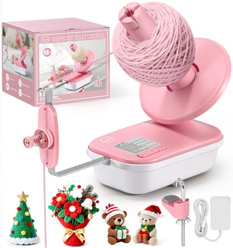 MIAOKE Electric Yarn Winder,High Speed Yarn Ball Winder Three Gears Adjustable 4-10oz Large Automatic Winder for Crocheting Convenient and Easy Use, Good Helper for Knitting Enthusiast-Pink