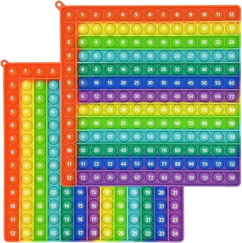 Times Table Poppet 12x12 Math Fidget Toy Multiplication Popper Relieve Stress And Anxiety 12x12&12+12 (Orange Edge Macaron Double Side 1-144)