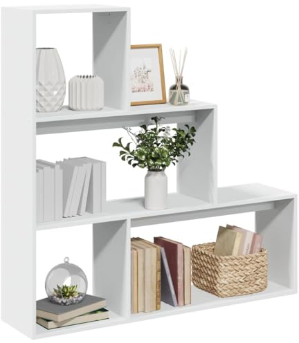 sephironlbb rumsavdelare bokhylla 3 nivåer vit 123 x 29 x 123 cm trämaterial stående hylla trapphylla med förvaringsutrymme för vardagsrum kontor sovrum och arbetsrum
