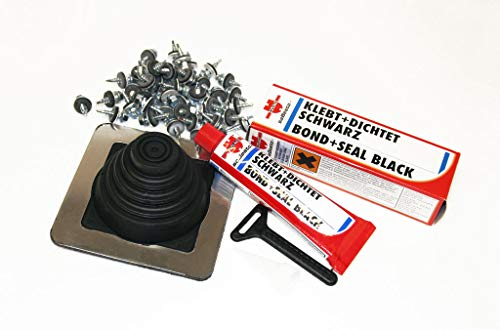 Rohrmanschette 0-70mm, eckig, Nr. 1 inkl. Montageset Dichtungsmasse & Edelstahlschrauben, Rohrdurchführung aus EPDM