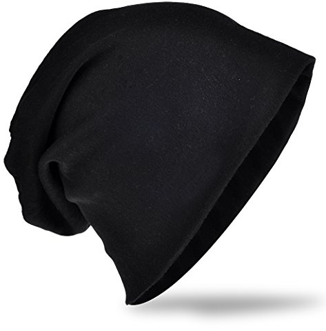 Jersey slouch beanie lång mössa unisex enfärgad män kvinnor mössor trend, svart, 59-63