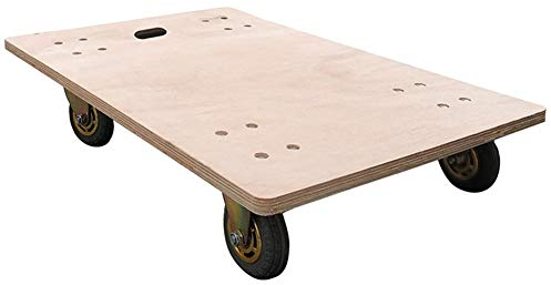 Piattaforma con Ruote ZHAOHUI Carrello di Carico di Legno Portatile Dolly A Mano Multiuso 3 Pollici Ruota di Gomma, 7 Taglie (Color : Beige, Size : 90x45 cm)