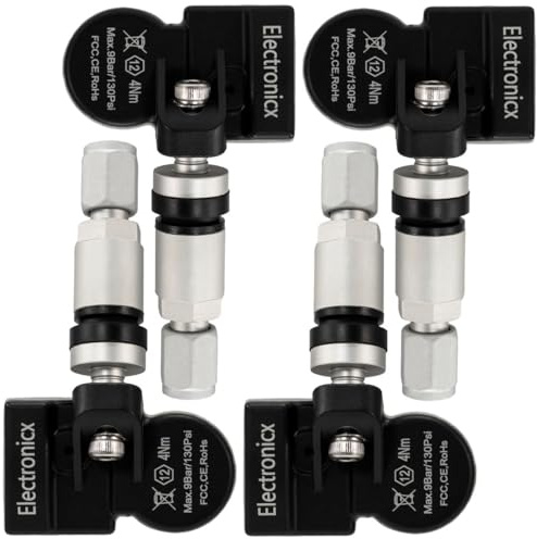 4 x RDKS TPMS däcktryckssensor däcktryckskontrollsystem metallventil DarkGrey lämplig för Sebring Voyager Nitro RAM Routan 300