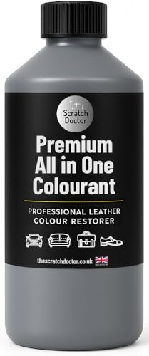 Scratch Doctor All in One Leather Colourant Self Seal Leather Dye Repair Paint for Furniture, Sofas, Car Seats (Grey, 500ml)