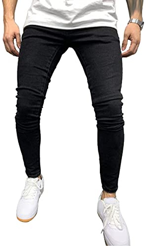 Tomwell Jeans Déchiré Homme Mode Casual Pantalon en Denim Serré Trou Biker Pants Skinny Slim Fit Stretch Élastique Pants Vintage A Noir XS