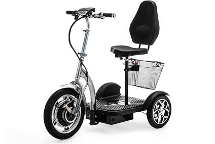 Veleco ZT16 3-hjuls mobilitetshjälp - Helt monterad och klar att använda - Stora hjul - Lätt att manövrera - Fram- och bakbromsar - Avtagbar varukorg (silver)