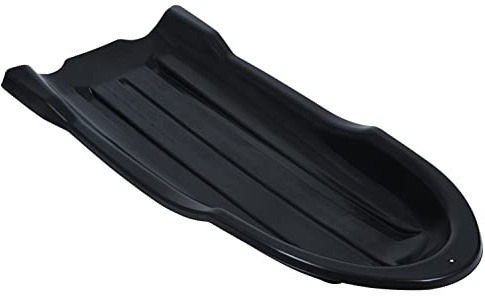 Superio Toboggan Snow Sled for Kids and Adults, 46 Heavy Duty Plastic Open Back Slider with Handles and Hole for Pull Ropes- (Ropes Excluded) Kid and Adult Winter Fun (Black)