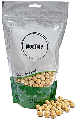 NULTHY - 1KG Avellana Repelada Tostada BIO - Sin Sal - Frutos Secos Naturales - Frutos Secos BIO - Cultivo Ecológico - Sin Gluten - Vegano