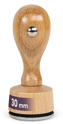 Timbro personalizzato, timbro con logo/testo, timbro aziendale con logo e testo, timbro con indirizzo e data in legno, varie dimensioni (ø 30mm) Naturale