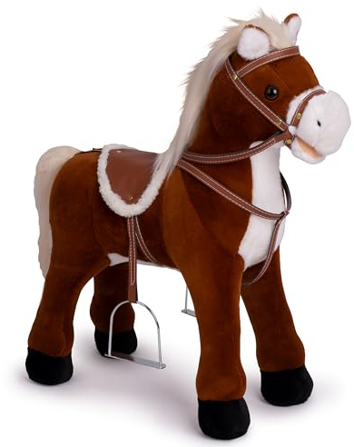 Pink Papaya Stehpferd zum draufsitzen | 60cm Spielpferd zum Reiten Max | Pferd zum Reiten für Kinder mit Sound | Sattel Pferd