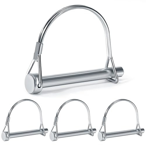 QIMEI-SHOP Rohrklappsplinte mit Rastverschluss Sicherungsstift Verzinkt Splinte Sicherungsbolzen für Bauernhof-Anhänger Rasen Garten M8x70 mm 4 Stücke