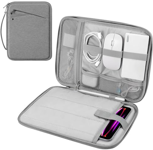 MoKo Housse de Transport pour Tablette 13 avec Poignée, Sac de Protection Rembourré pour 13 iPad Air M4 2026, MacBook Neo (A18 Pro), 13 iPad Pro M5, Galaxy Tab S9/S8 Plus 12.4,Gris Clair