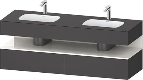 Duravit Qatego Einbauwaschtisch mit Konsolenwaschtischunterbau, 1600x550x600mm, Nische Weiß Hochglanz, Doppelwaschtisch, QA4797022490010, Farbe: Graphit