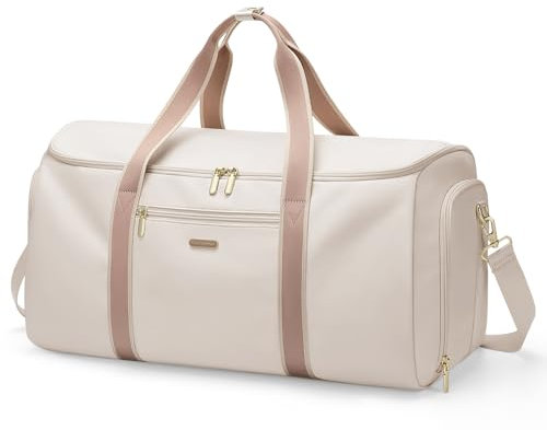 Umwandelbare Kleidersack 2 in 1 Reisetasche Handgepäcktasche für Damen Anzugtasche Reisetaschen für Business, Reisen und Sport (Cremefarben)