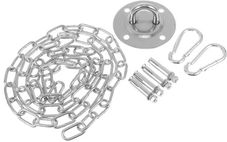 Happyyami 1ensemble Kit De Fixation pour Chaise Suspendue Extérieur avec Disques De Fixation Et Chaînes Inoxydable Accessoires pour Hamacs Et Équipements De Fitness