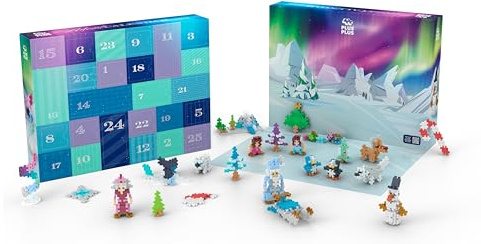 Plus-Plus - Calendrier de l'Avent avec 25 Surprises - Jeu de Construction Enfant - Aventure de Noël Créative avec Instructions - Environ 600 Pièces - pour Fille et Garçons Dès 5 Ans
