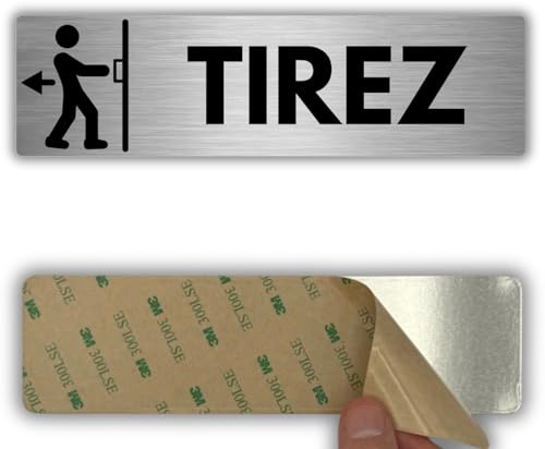 LEIASA | Panneau Adhésif Tirer la Porte - 5x18 cm - Épaisseur 0,8 mm - Signal Tirer la Porte - Autocollant Tirer la Porte - Panneau Adhésif (Signal Tirer)