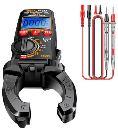 Pinza Amperometrica Multimetro - Misuratore di Capacità | Pinza Amperometrica Digitale Multifunzione con Torcia e Retroilluminazione 6000 Conteggi per Rilevazione di Corrente DC/AC, Tensione, Capacità