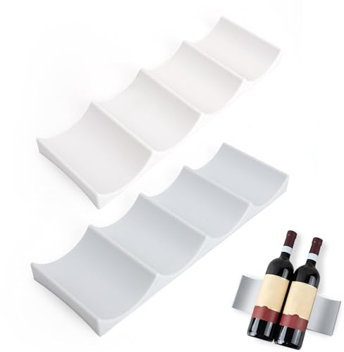 FIUTEKO 2 portabottiglie per frigorifero, antiscivolo, impilabile, per cucina, pantry cabine, bianco, grigio, moderno