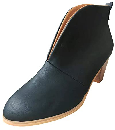 Generisch 2025 Botines Botas de mujer Botines Botas de tobillo Botas de tacón cortas apilables de, Negro , 38 EU