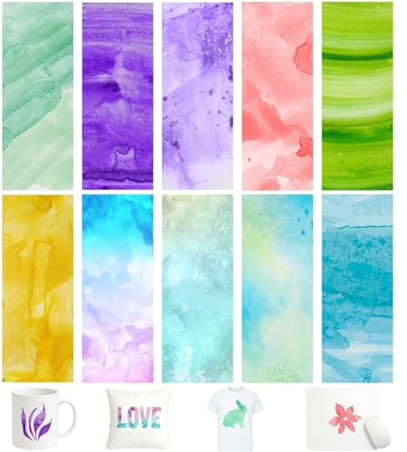 TriUnytion Papel Transfer Infusible Ink, 10 Piezas Papel de Sublimación PreteñIdas 11,5 x 30,5 cm Hojas de Transferencia de Tinta Infusible para Camisetas, Tazas y Posavasos (Multicolor)