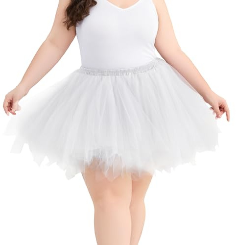 LEACOOLKEY Grande taille jupes en tulle pour femme, mini femme, jupe tutu irrégulière, confortable pour ballet, carnaval, fêtes à thème, Halloween, spectacles de danse et maillots de Noël