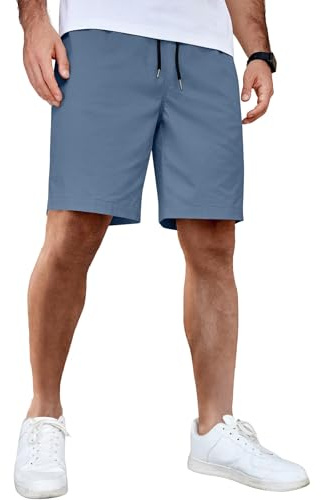 COOFANDY Pantalones cortos casuales de algodón pantalones cortos chinos de verano pantalones casuales cintura elástica con bolsillos