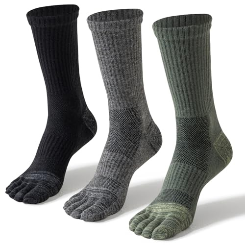 ORVYTHA Merino Wool Toe Socks For Hiking Men&Women Thermal Winter Warm Boot Work Cushion Five Finger Socks 3 Pairs