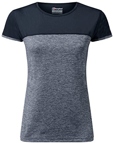 Berghaus Women's Voyager Short Sleeve Tech Tee Base Layer, Carbon Marl/Jet Black, 8