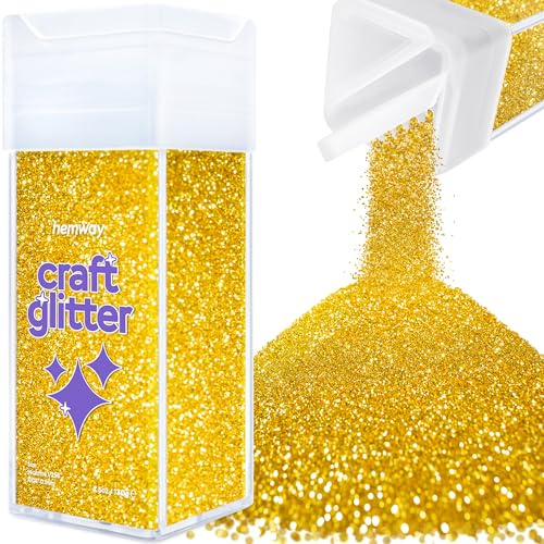 Hemway Craft Glitter Shaker Gold 130g Microfine | for Resin & Epoxy Crafts, Christmas Art Supplies, Nail, Body, Face, Eye, Festival, Crafting, Slime, Sparkle