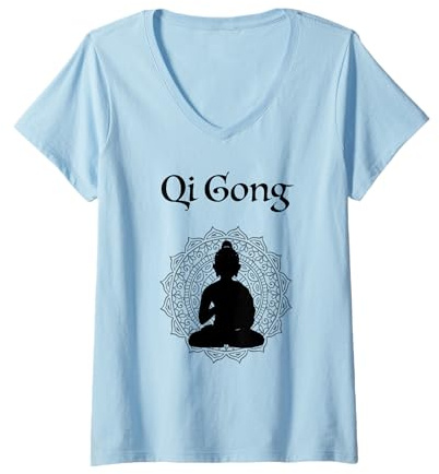Femme Qi Gong Chi Gong T-Shirt avec Col en V