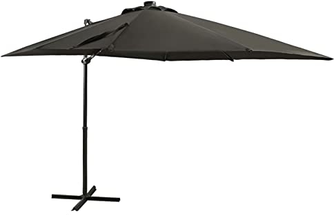 Camerina Sombrilla voladiza con poste y luces LED gris antracita 250 cm sombrilla playa grande sombrillas para jardin pie de sombrilla parasoles de jardin o terraza
